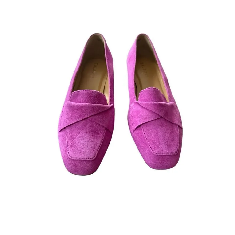 Talbots Womens Fushia Pink Suede Stella Twist Ballet Flats Loafers Size 9.5